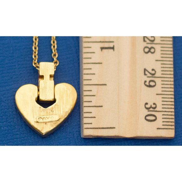 18", Heart Prom Rhinestone Gold Tone Heart Pendant Necklace by Avon - D7 - Picture 3 of 3